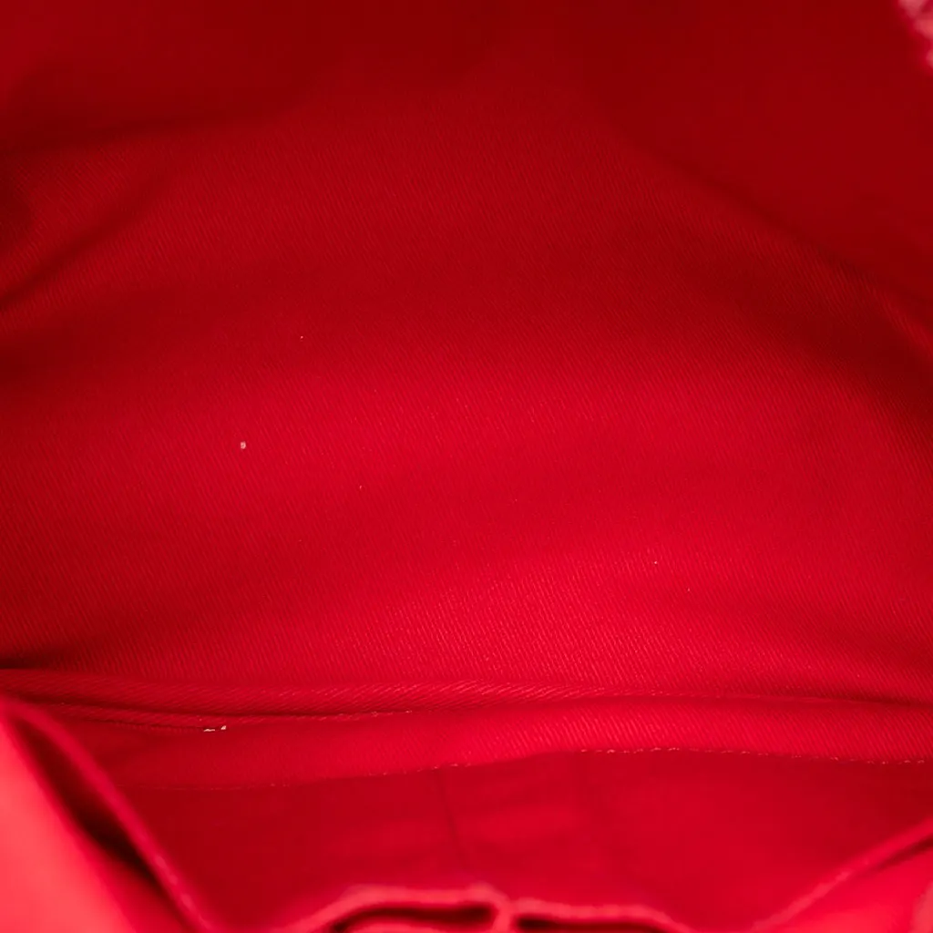 Chanel Quilted Canvas Front Pocket Fringe Backpack Red Canvas Very good - Model View