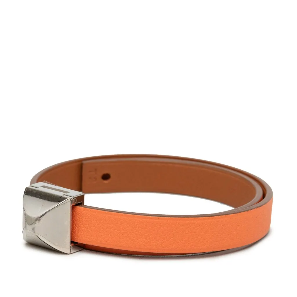 Hermès Swift Medor Infini Double Tour Bracelet T2 Orange Leather Very good - Back View
