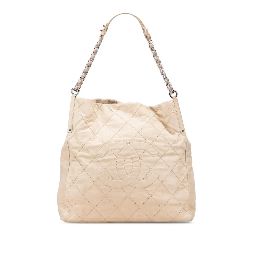 Chanel Iridescent Calfskin Sea Hit Tote Beige Leather Very good - Front View