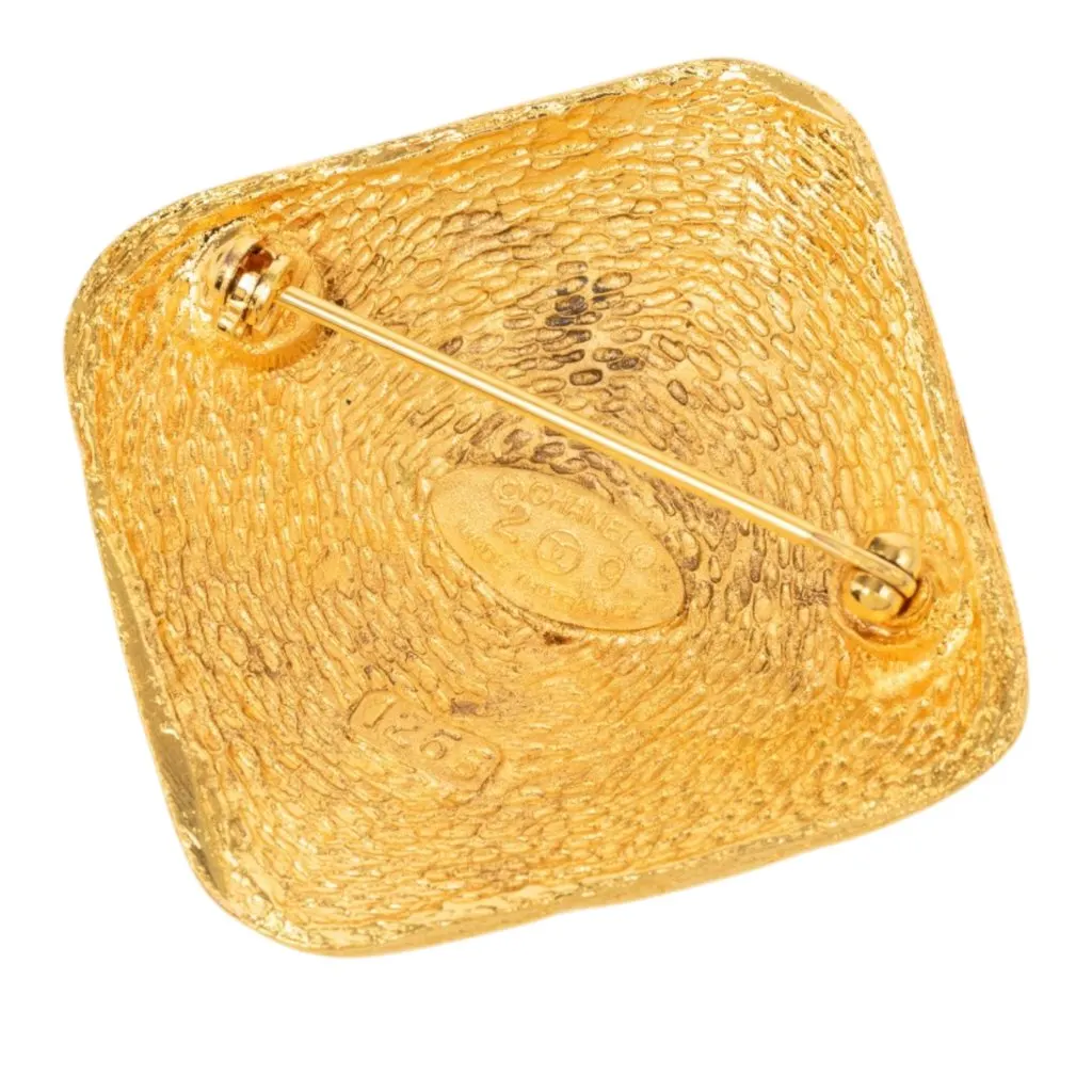 Chanel CC Gold Plated Diamond Brooch Gold Metal Very good - Back View