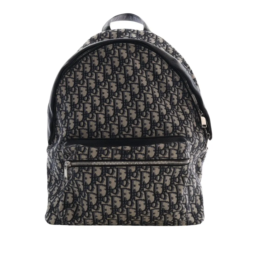 Dior Oblique Canvas Rider Backpack Blue Very good - Front View