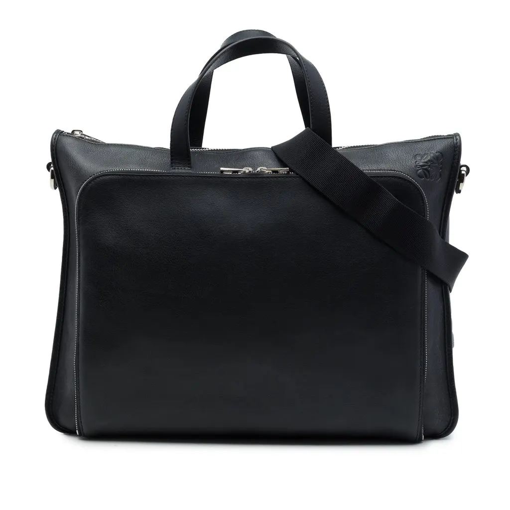 Loewe Leather Anagram Briefcase Black Leather Very good - Front View