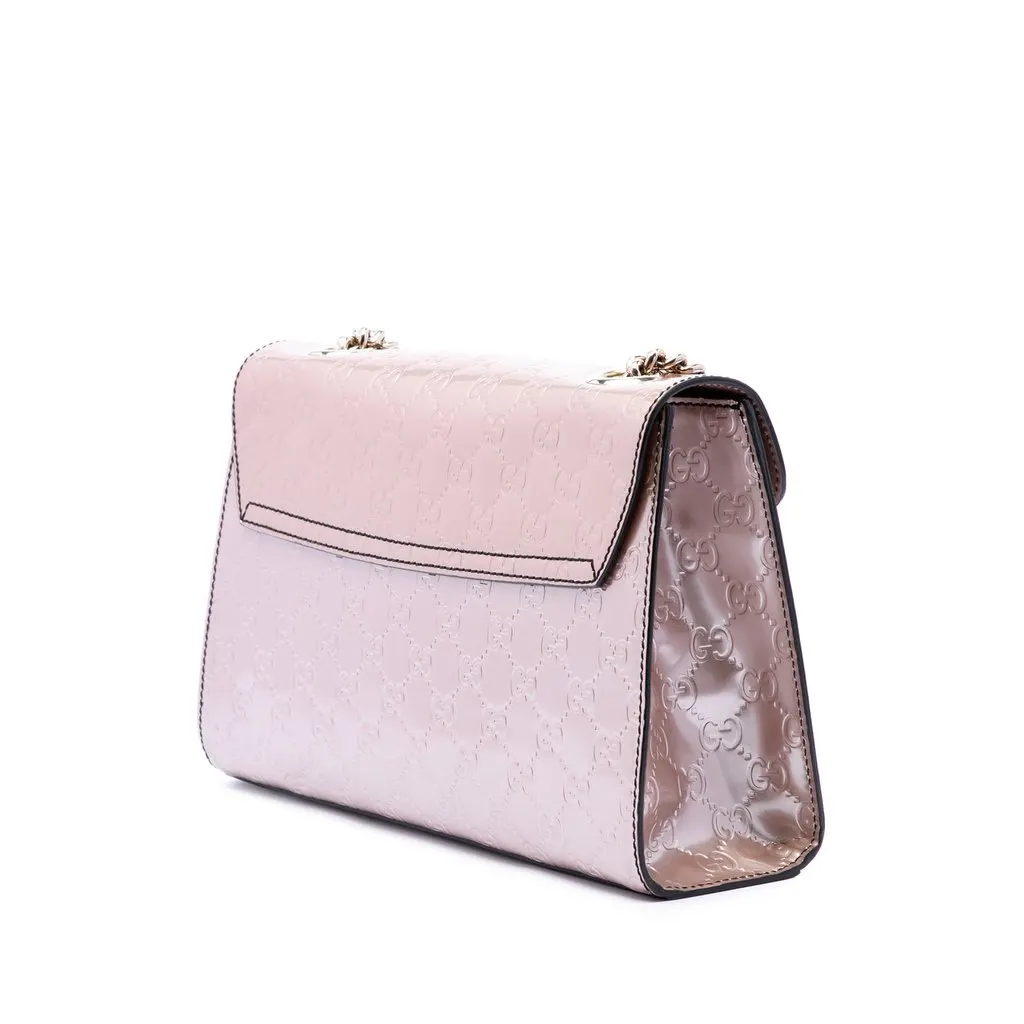 Gucci Medium Guccissima Patent Emily Shoulder Bag Pink Leather Very good - Back View