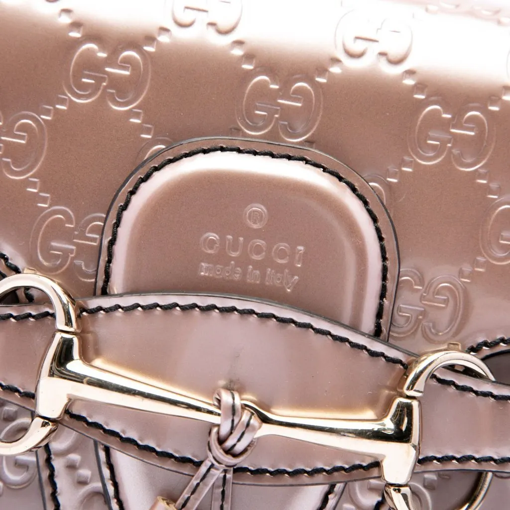 Gucci Medium Guccissima Patent Emily Shoulder Bag Pink Leather Very good - Box View