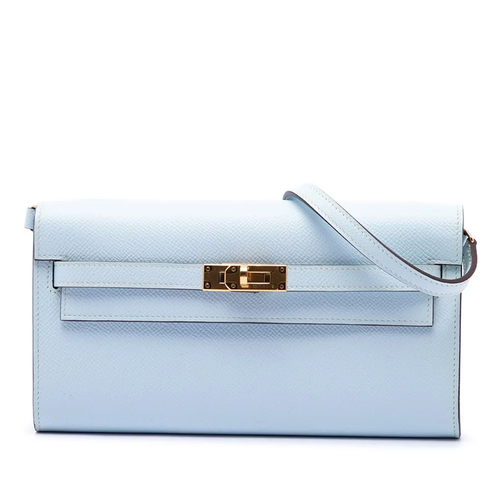 Hermès Epsom Kelly To Go Wallet Blue Leather Very good - Front View