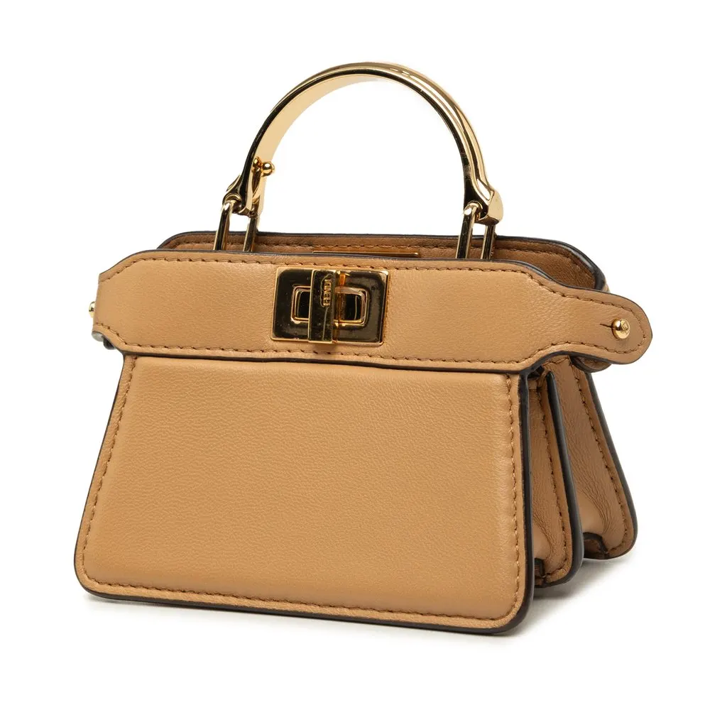 Fendi Nano Calfskin Peekaboo ISeeU Maxi Handle Satchel Brown Leather Very good - Back View