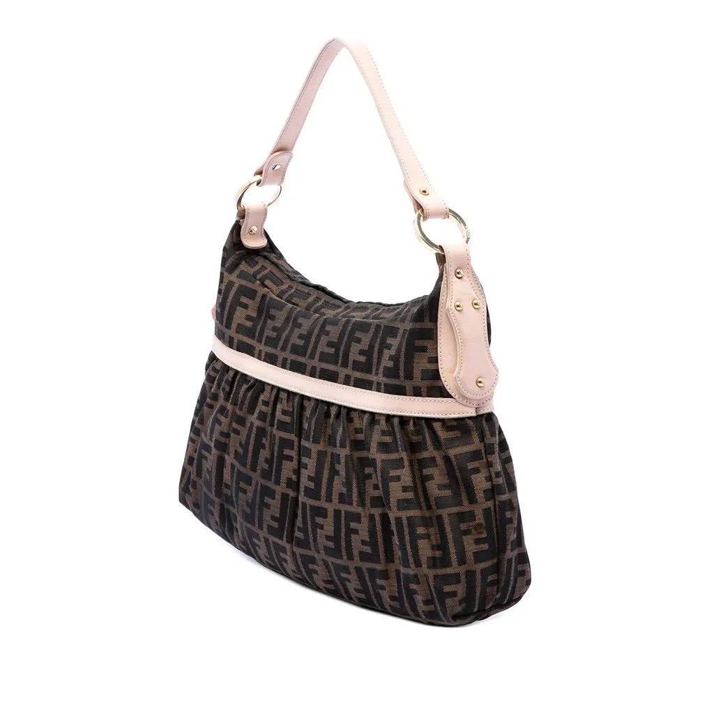 Fendi Zucca Canvas Chef Shoulder Bag Brown Very good - Back View