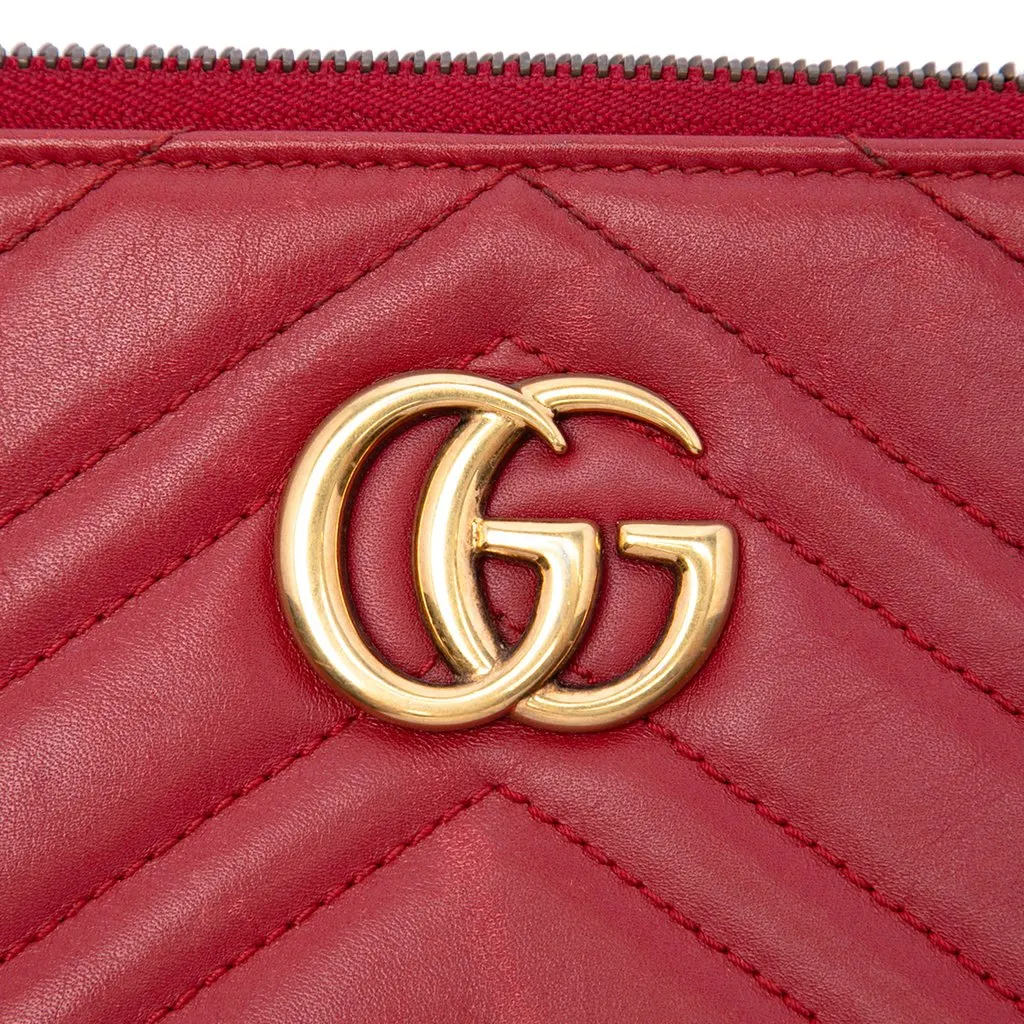 Gucci GG Marmont Matelasse Calfskin Clutch Red Leather Very good - Box View