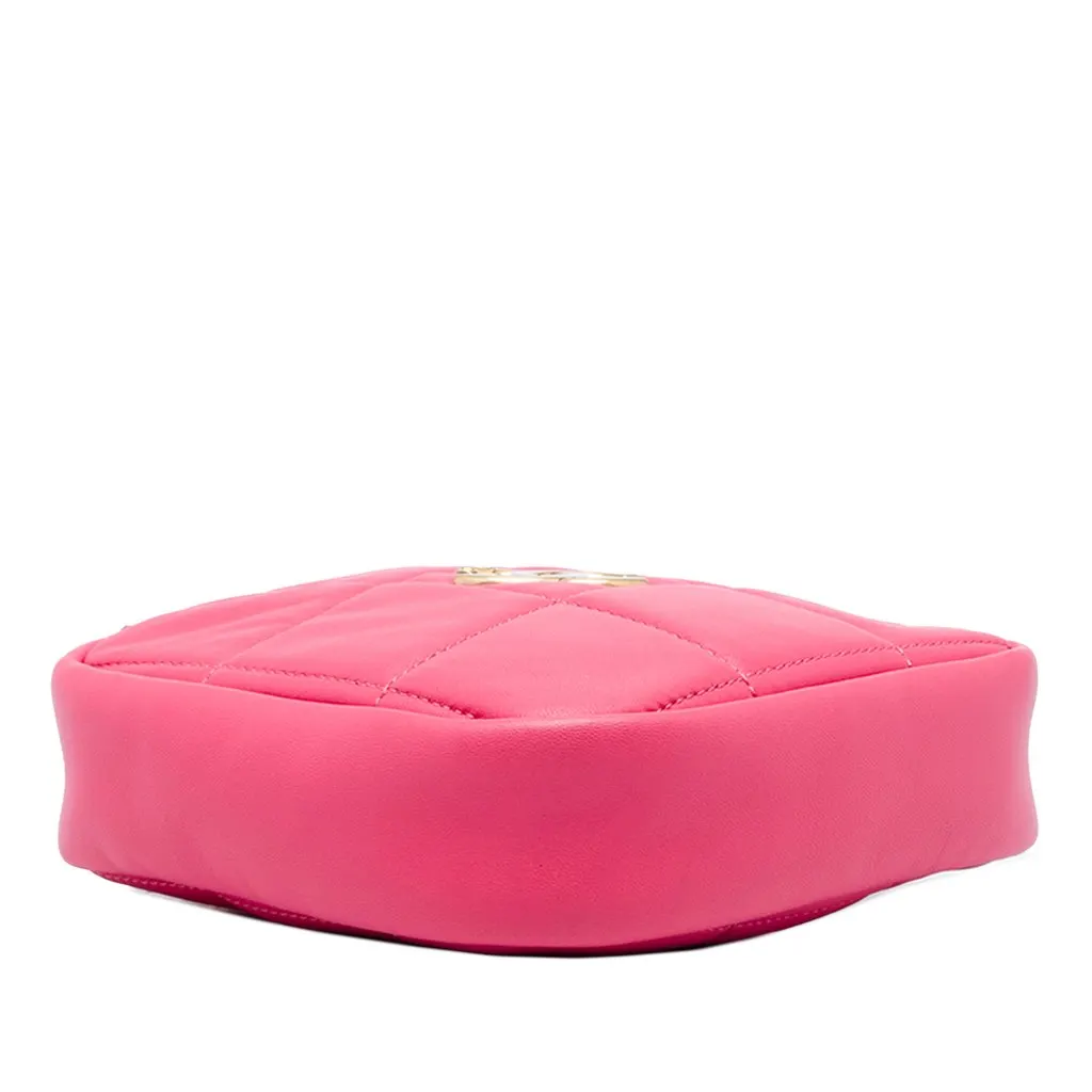 Chanel CC Quilted Lambskin Diamond Clutch with Chain Pink Leather Very good - Inside View