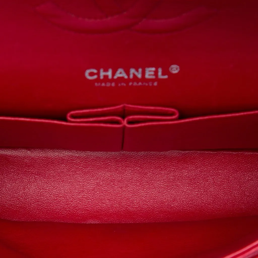 Chanel Medium Classic Lambskin Double Flap Red Leather Very good - Model View
