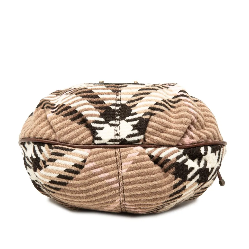 Burberry Supernova Check Wool Drawstring Crossbody Brown Very good - Inside View