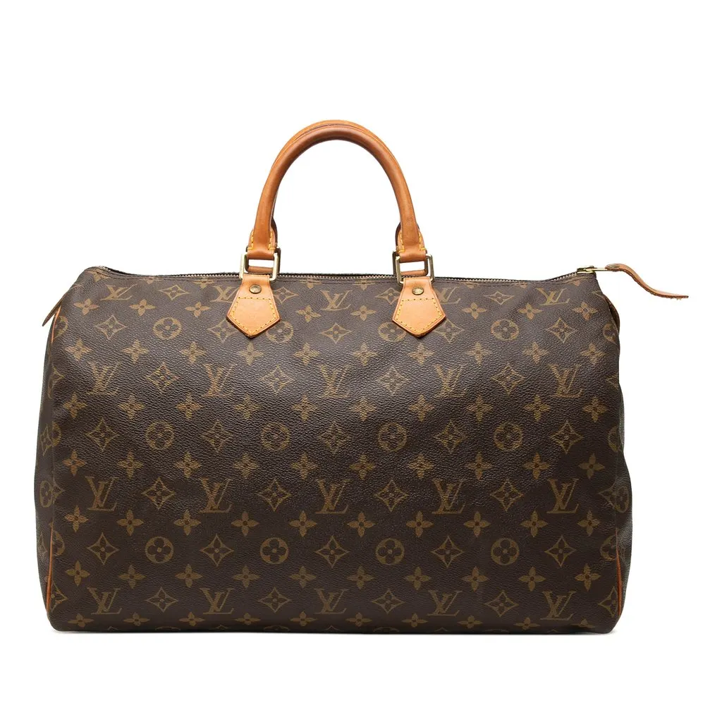 Louis Vuitton Monogram Speedy 40 Brown Canvas Good - Front View