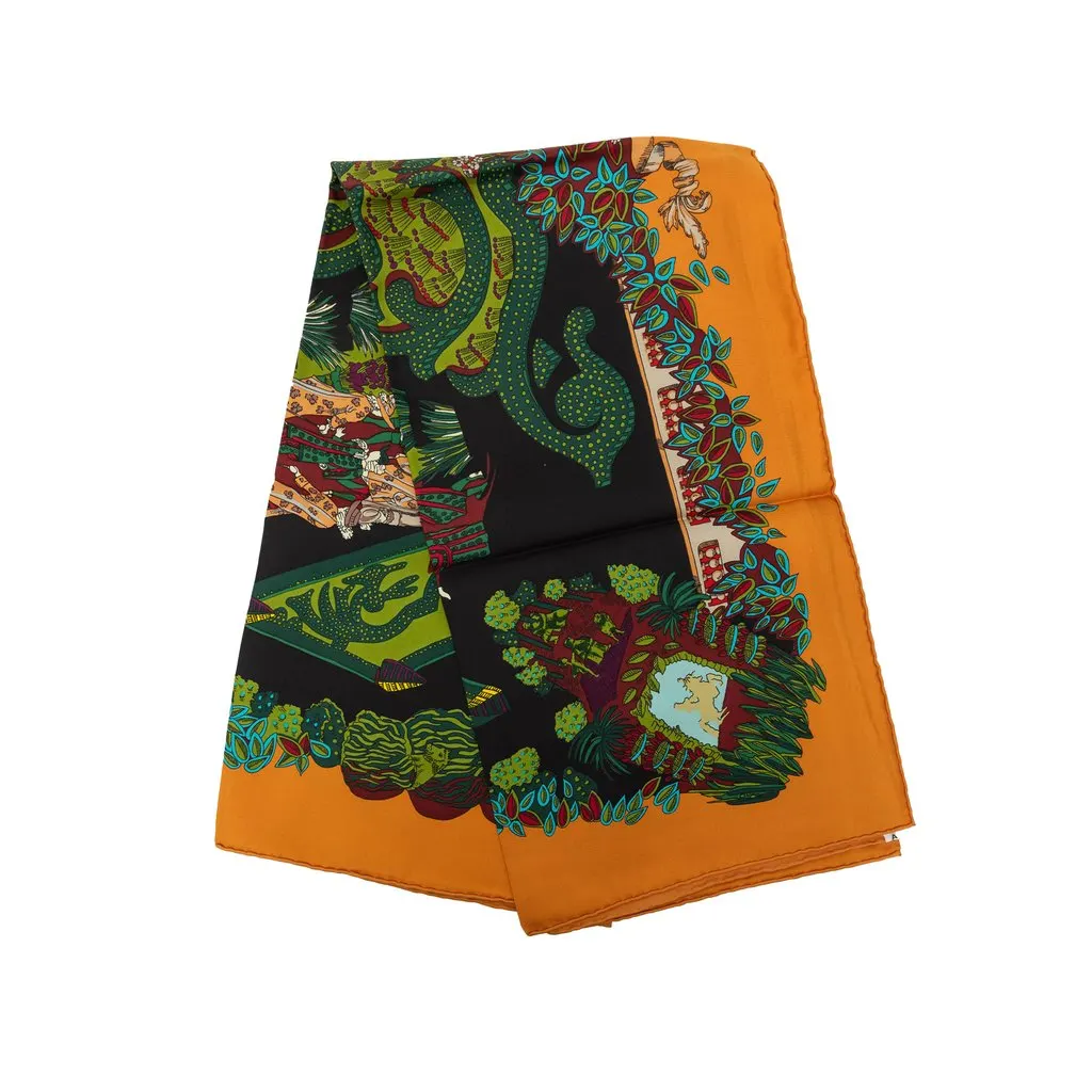 Hermès Le Paradis du Roy Silk Scarf 90 Orange Very good - Front View