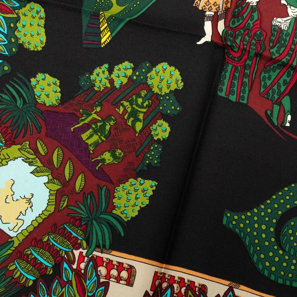 Hermès Le Paradis du Roy Silk Scarf 90 Orange Very good - Box View