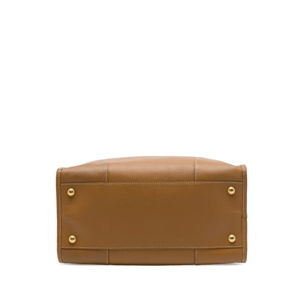 Prada Saffiano Lux Shopping Tote Brown Leather Good - Inside View