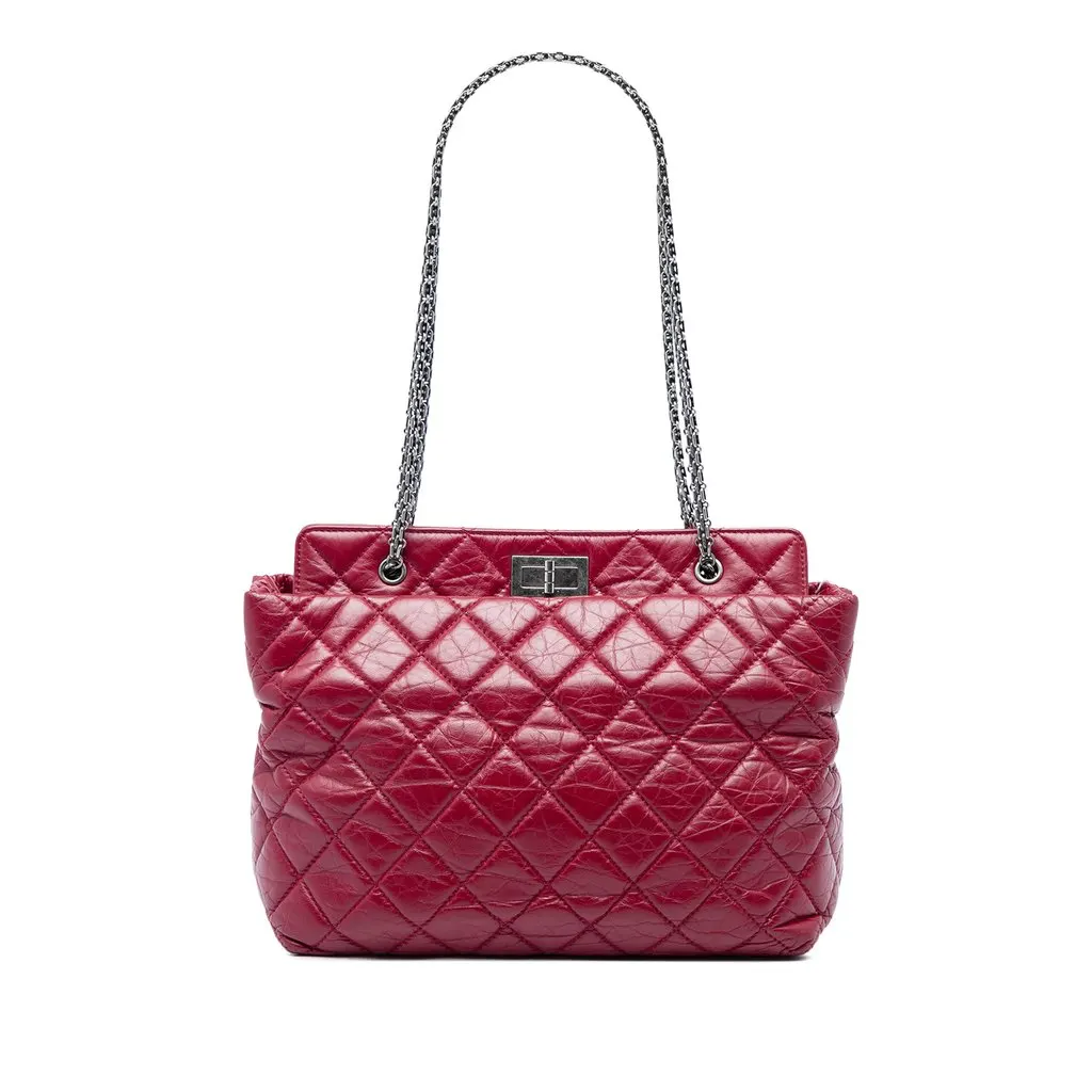 Chanel Quilted Aged Calfskin Reissue 2.55 Tote Red Leather Very good - Front View