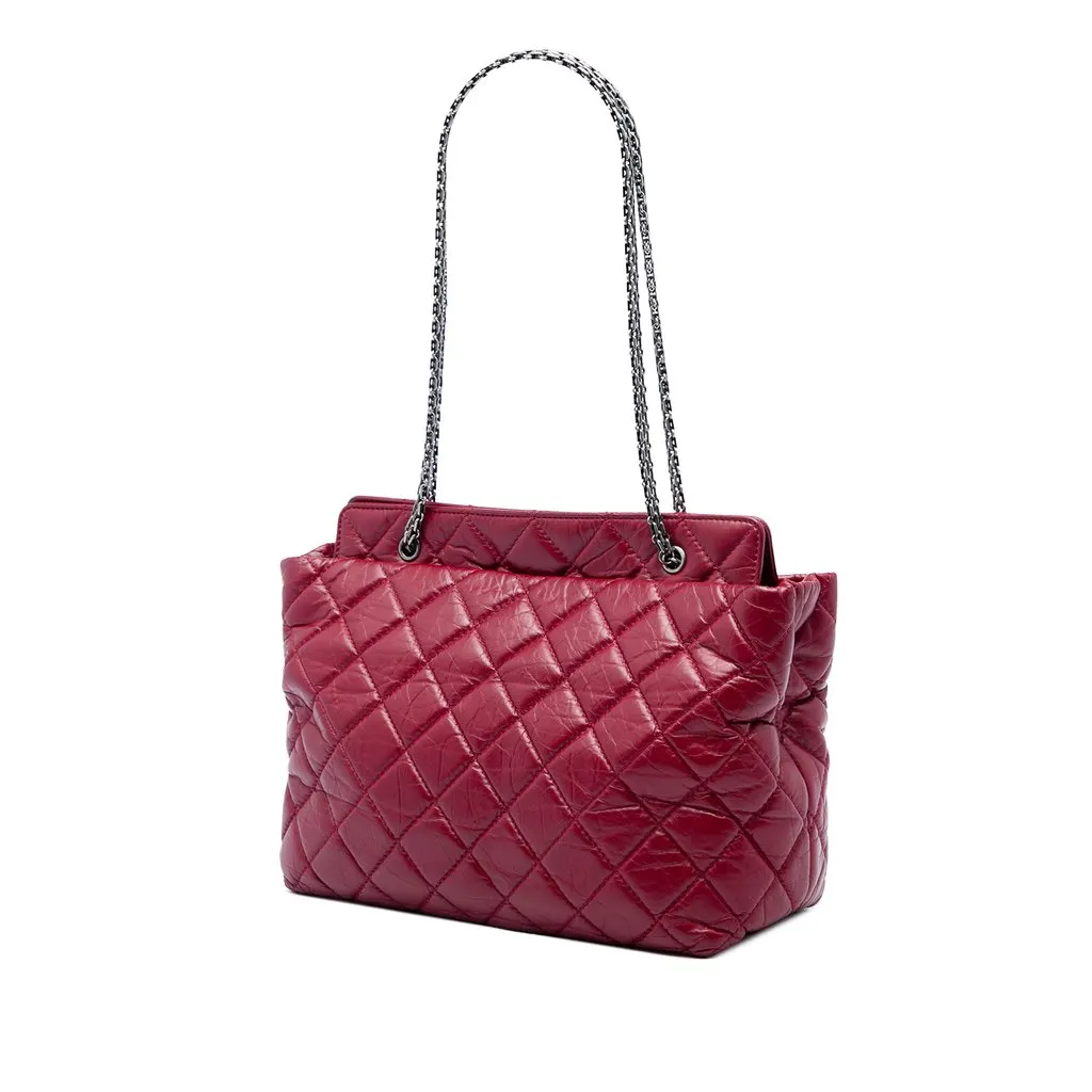 Chanel Quilted Aged Calfskin Reissue 2.55 Tote Red Leather Very good - Back View