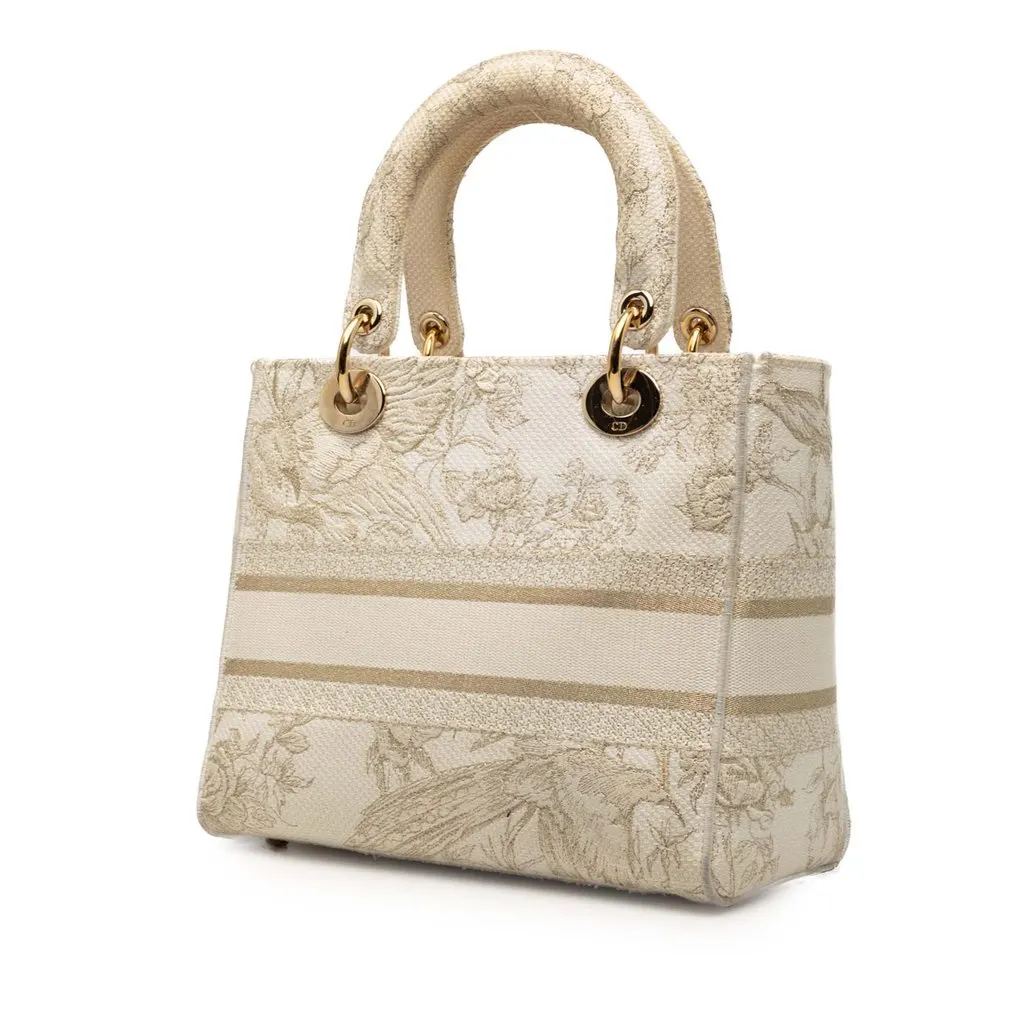 Dior Medium Embroidered Canvas Jardin D Hiver Lady D Lite Brown Very good - Back View