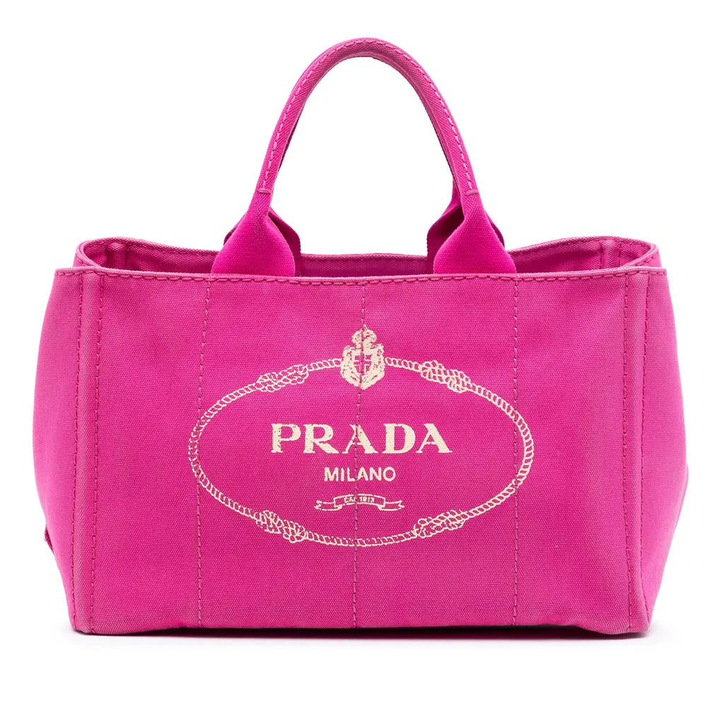 Prada Canvas Canapa Logo Satchel Pink Very good - Front View