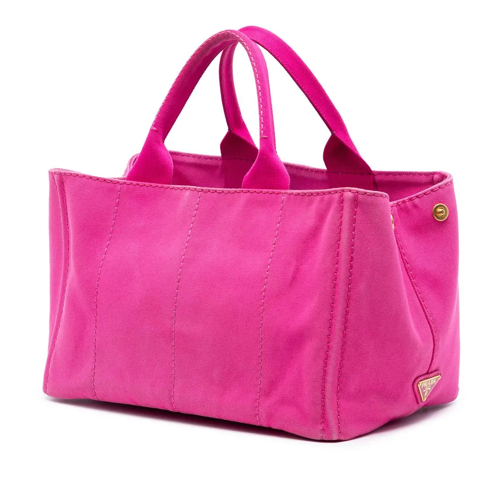Prada Canvas Canapa Logo Satchel Pink Very good - Back View