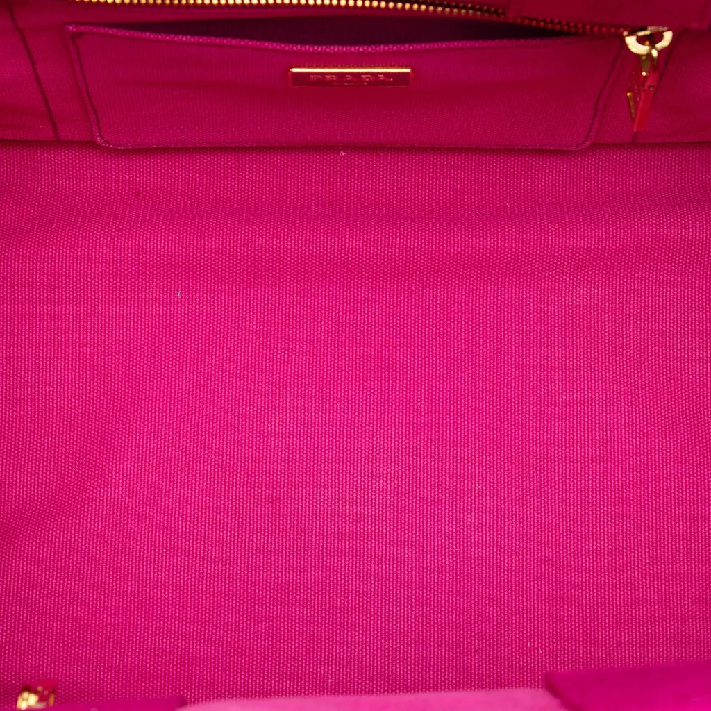 Prada Canvas Canapa Logo Satchel Pink Very good - Model View