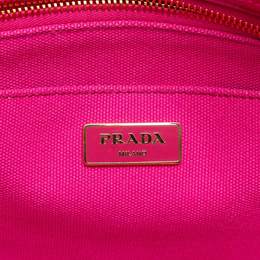 Prada Canvas Canapa Logo Satchel Pink Very good - Box View