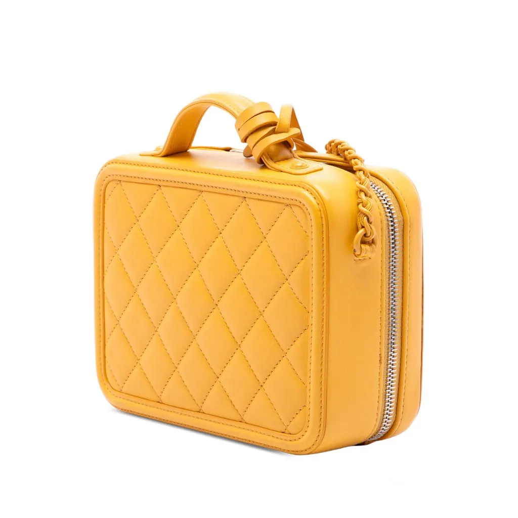 Chanel Small Lambskin CC Filigree Incognito Vanity Case Yellow Leather Very good - Back View