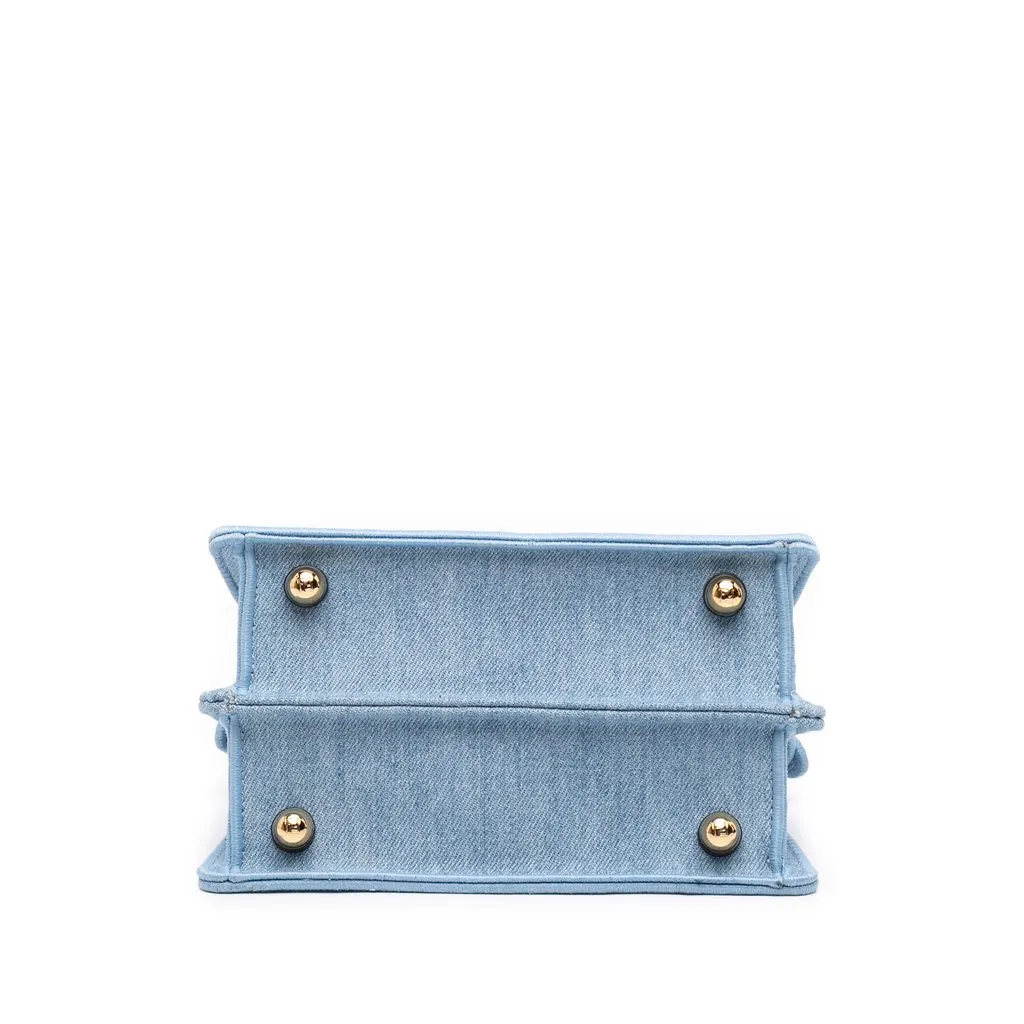 Fendi Petite Embroidered Denim Peekaboo ISeeU Satchel Blue Very good - Inside View