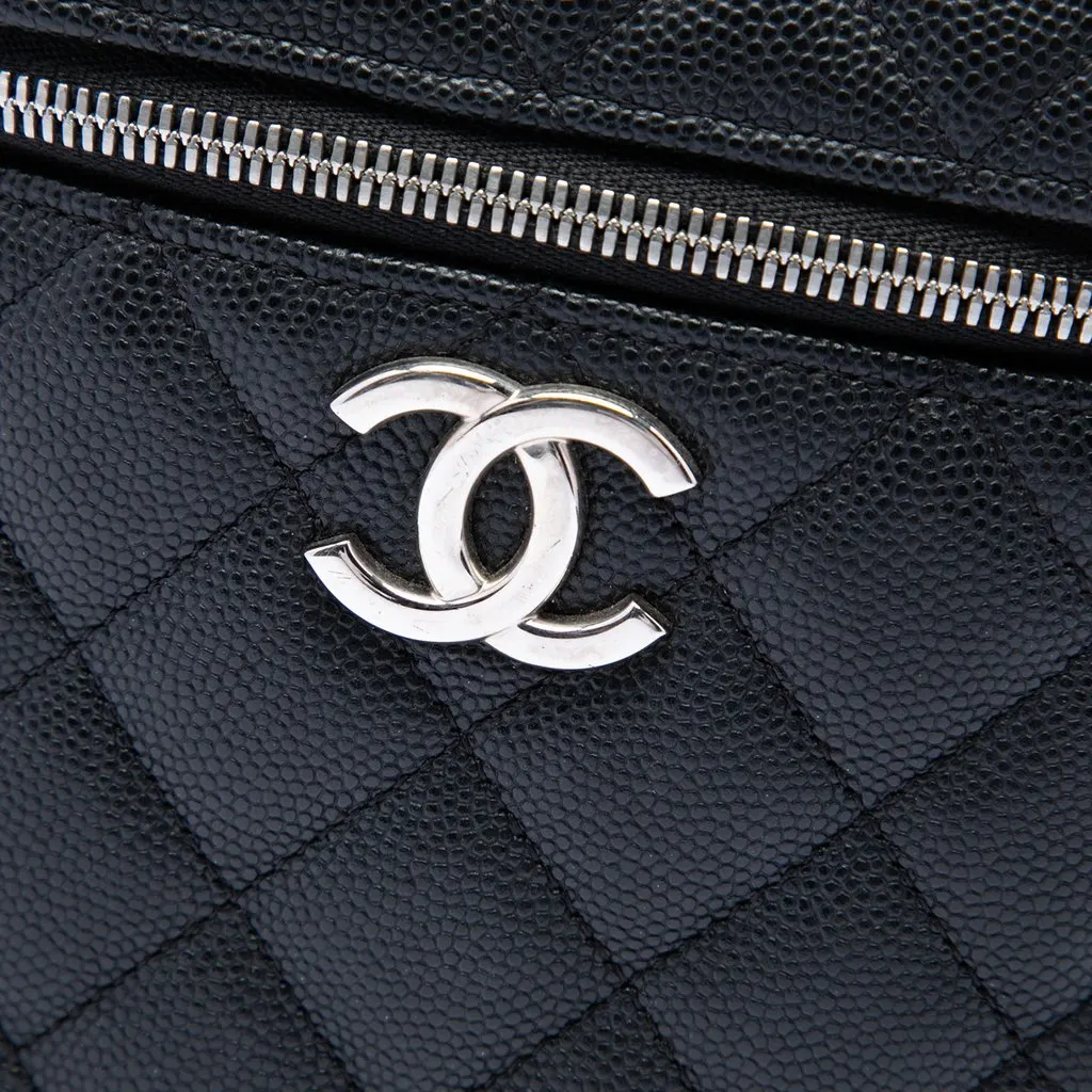 Chanel CC Quilted Caviar Top Handle Vanity with Chain Black Leather Very good - Box View
