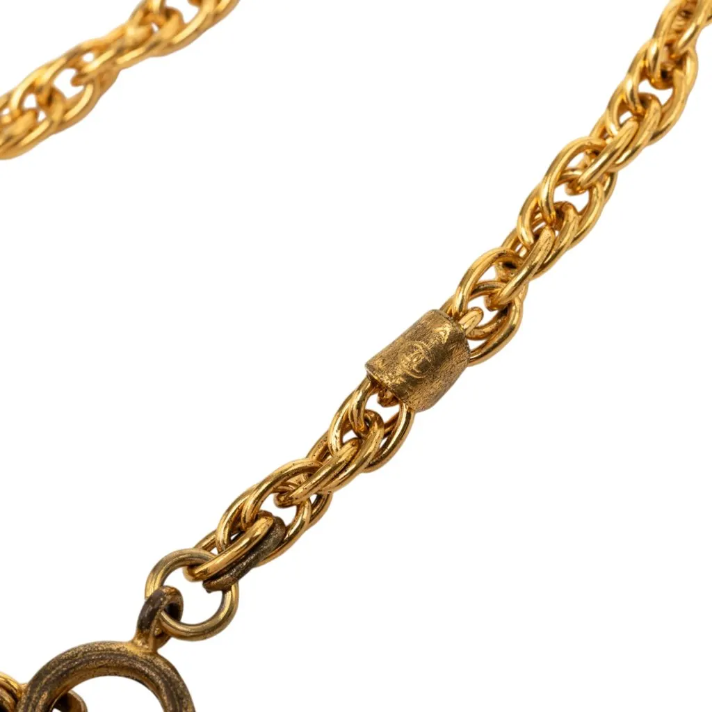 Chanel CC Gold Plated Medallion Pendant Necklace Gold Metal Very good - Box View