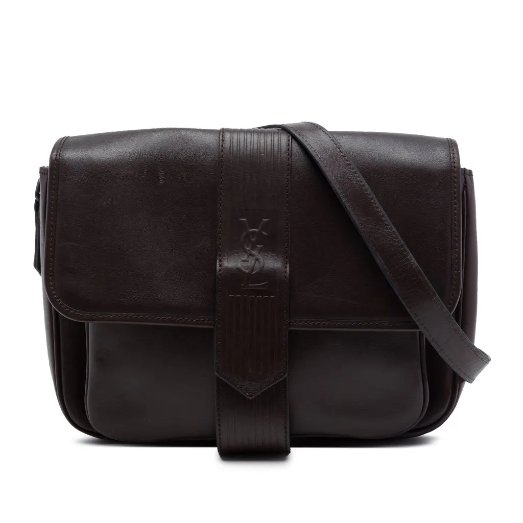 Saint Laurent Leather Crossbody Brown Leather Good - Front View
