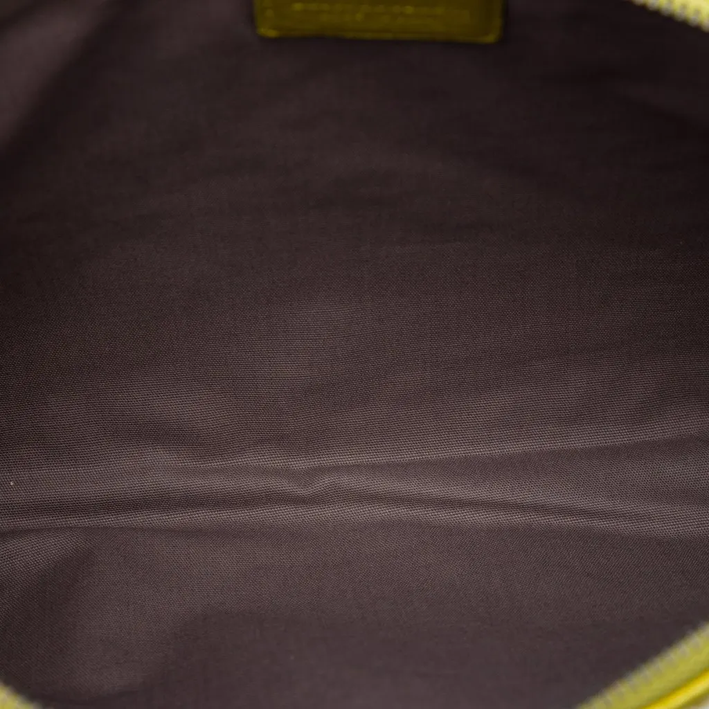 Bottega Veneta Metallic Leather Intrecciato Clutch Yellow Leather Very good - Model View