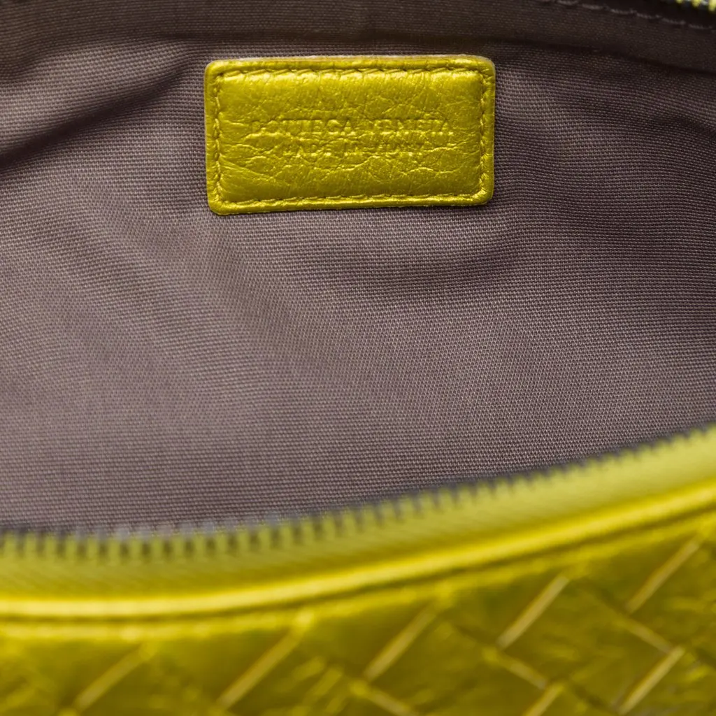 Bottega Veneta Metallic Leather Intrecciato Clutch Yellow Leather Very good - Box View