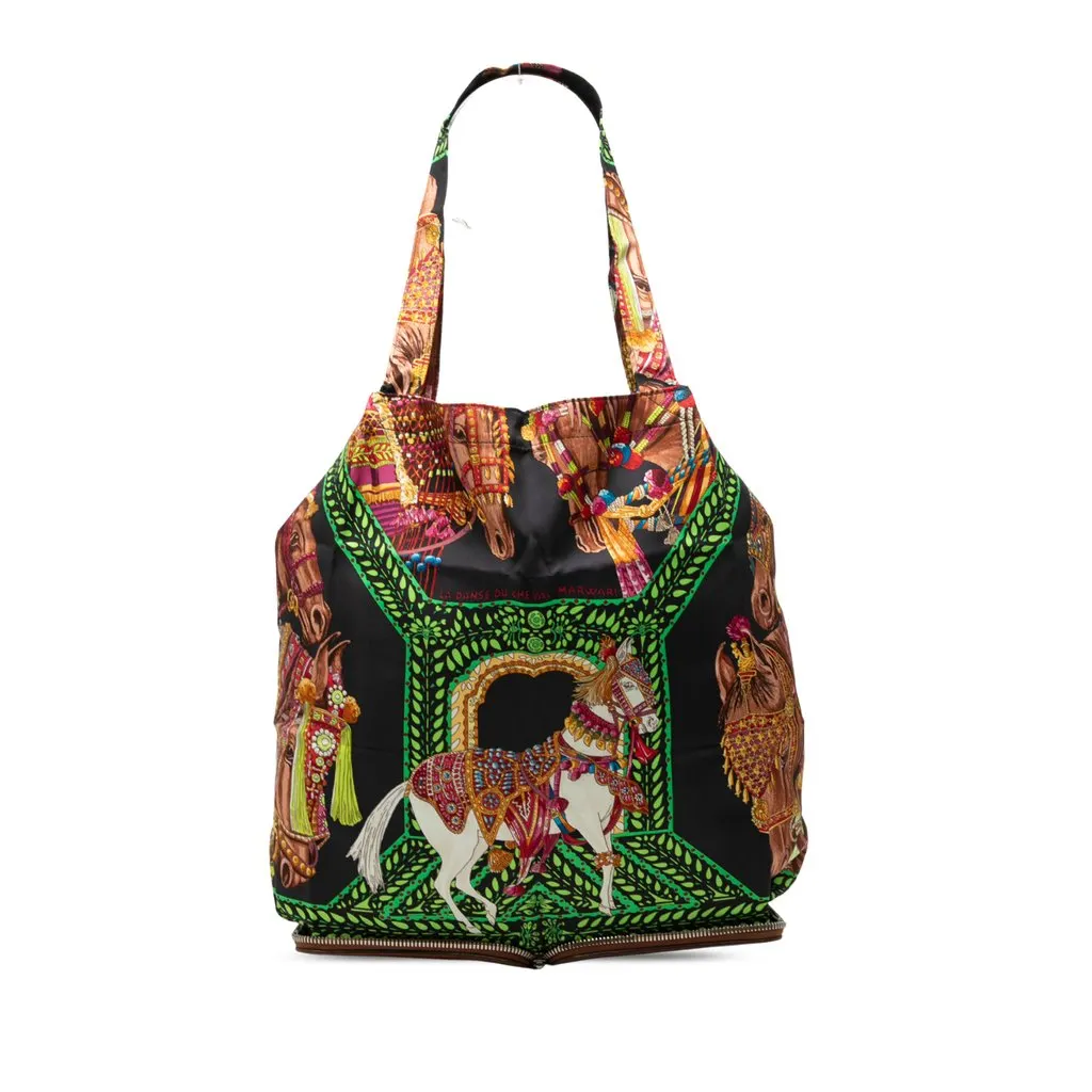 Hermès La Danse Du Cheval Marwari Silky Pop Tote Black Silk Very good - Front View