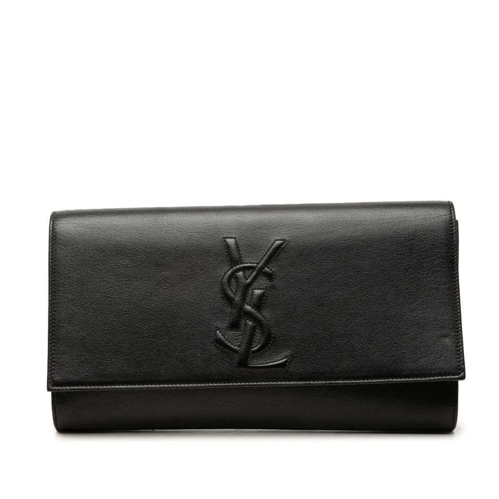 Saint Laurent Large Calfskin Monogram Belle De Jour Clutch Black Leather Very good - Front View