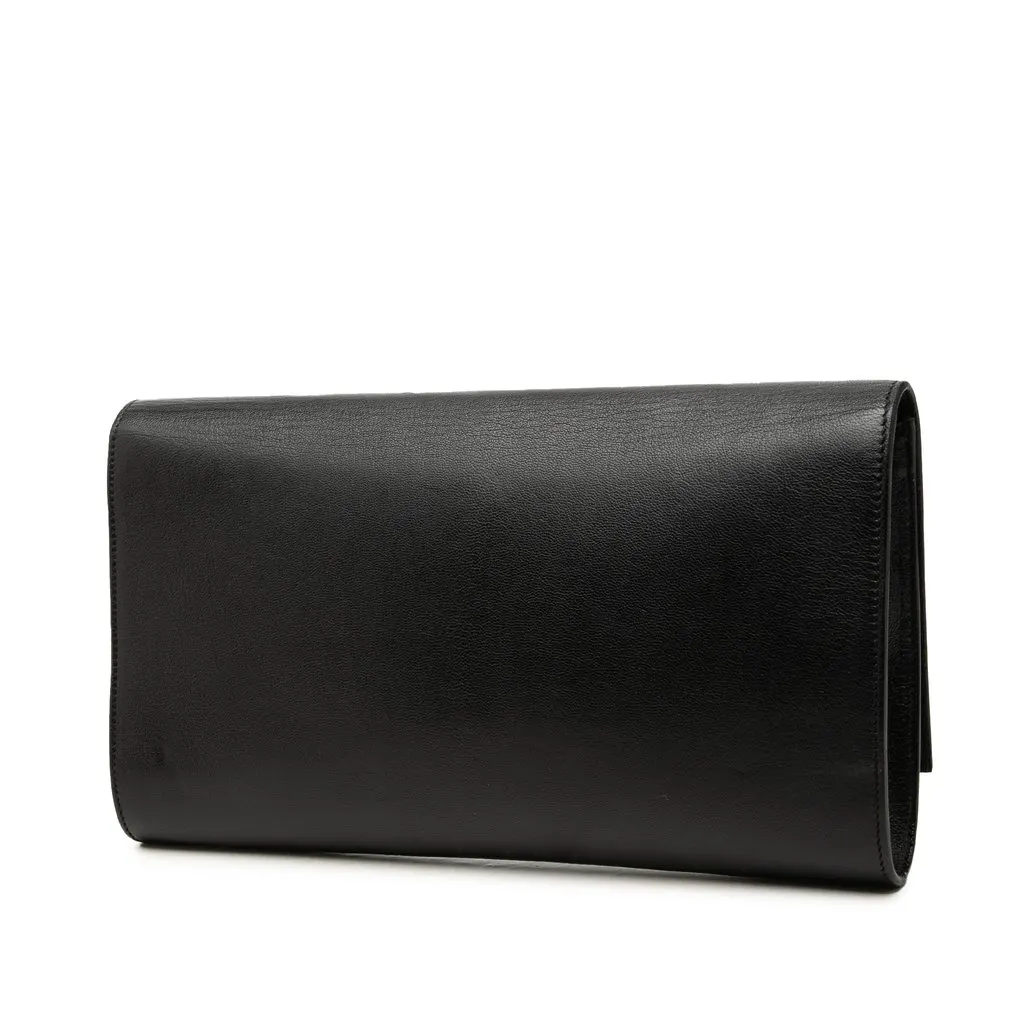 Saint Laurent Large Calfskin Monogram Belle De Jour Clutch Black Leather Very good - Back View