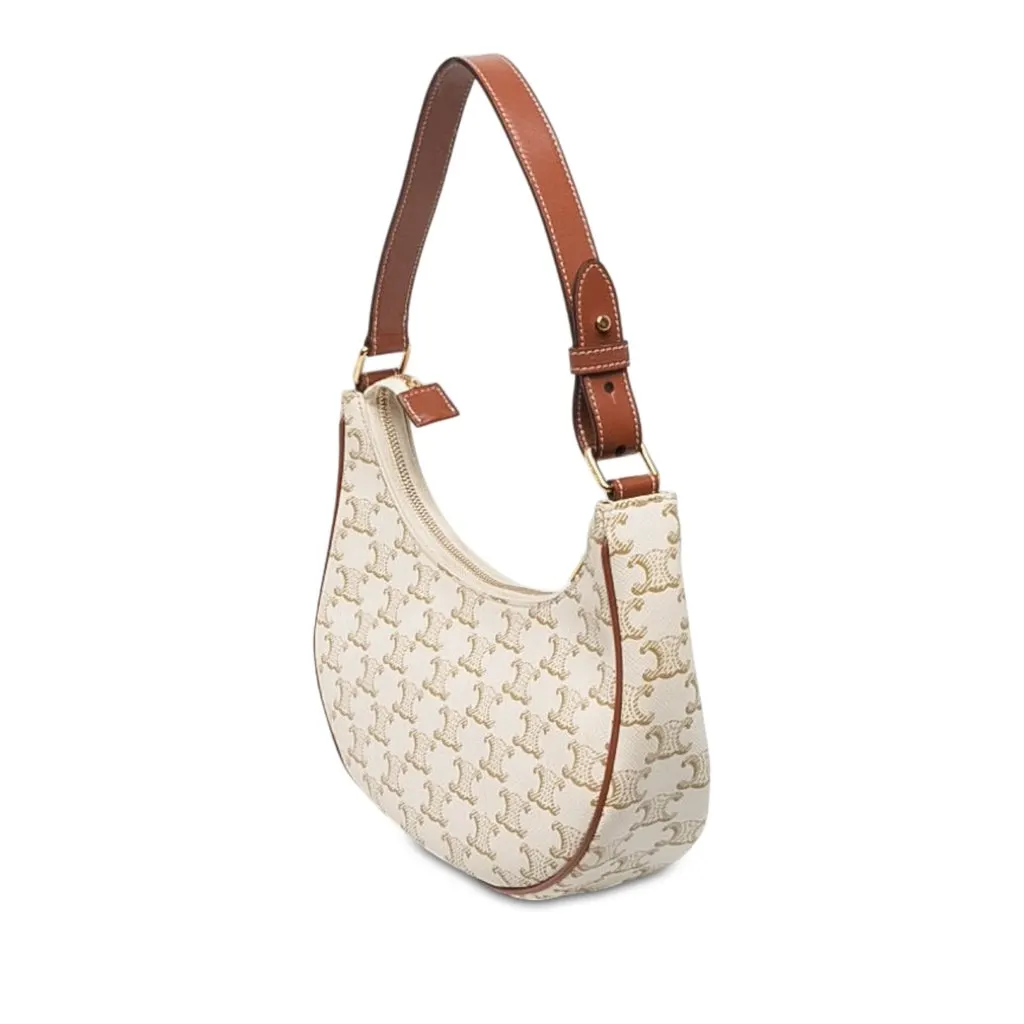 Celine Medium Triomphe Coated Canvas Ava Shoulder Bag White Canvas Very good - Back View