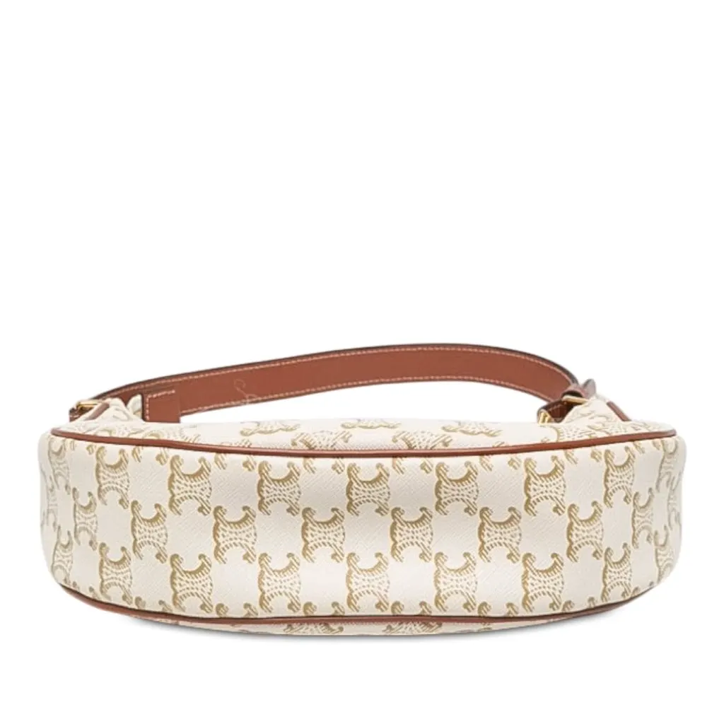 Celine Medium Triomphe Coated Canvas Ava Shoulder Bag White Canvas Very good - Inside View