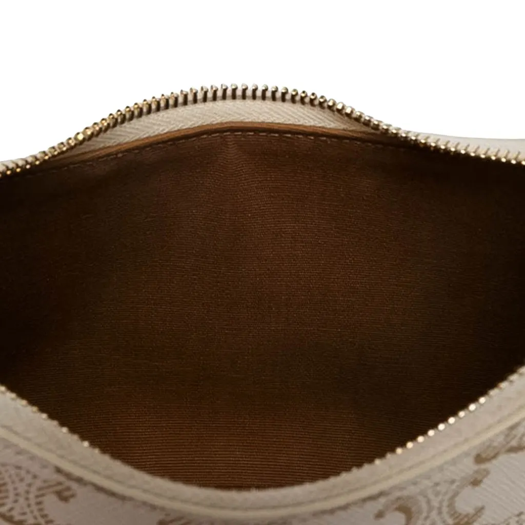 Celine Medium Triomphe Coated Canvas Ava Shoulder Bag White Canvas Very good - Model View