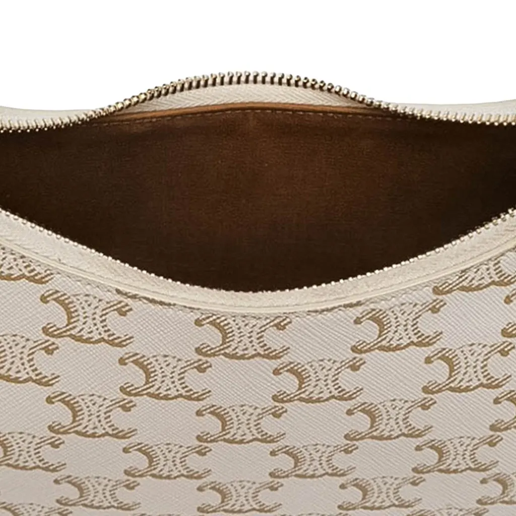 Celine Medium Triomphe Coated Canvas Ava Shoulder Bag White Canvas Very good - Box View