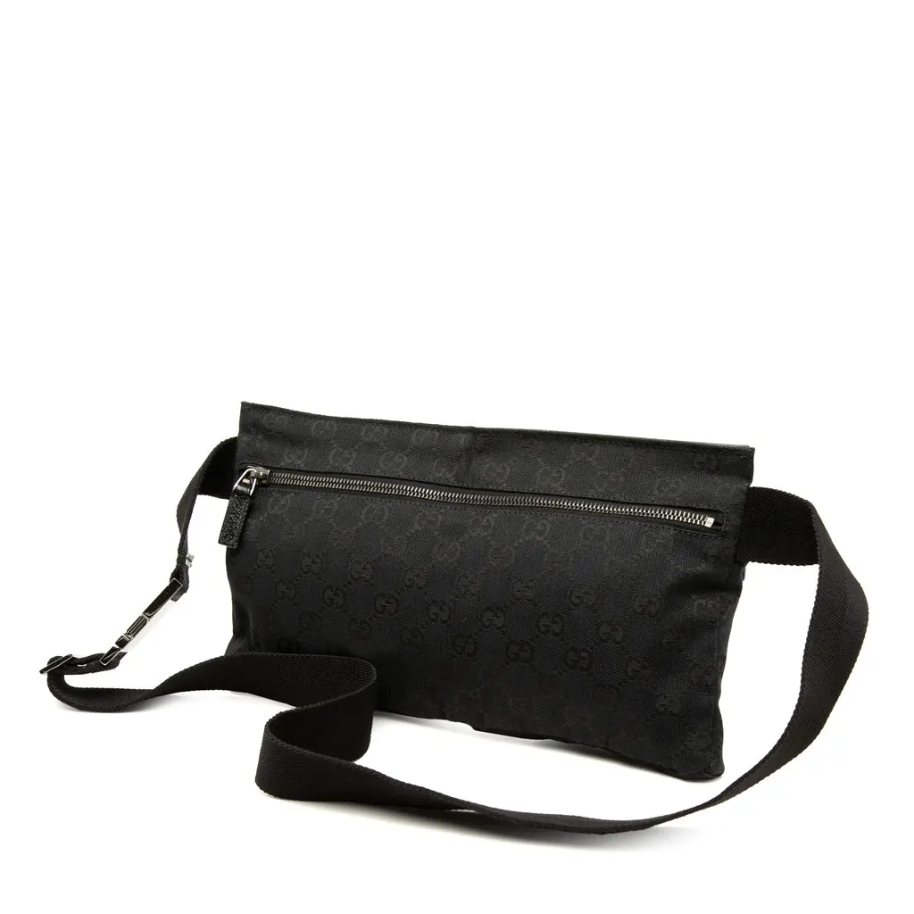 Gucci GG Canvas Double Pocket Belt Bag Black Very good - Back View