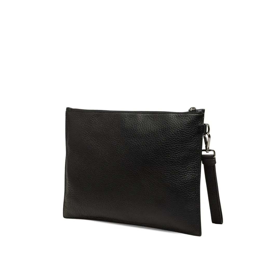 Versace Embossed Leather Medusa Wristlet Clutch Black Leather Very good - Back View