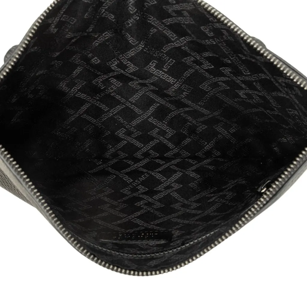 Versace Embossed Leather Medusa Wristlet Clutch Black Leather Very good - Model View
