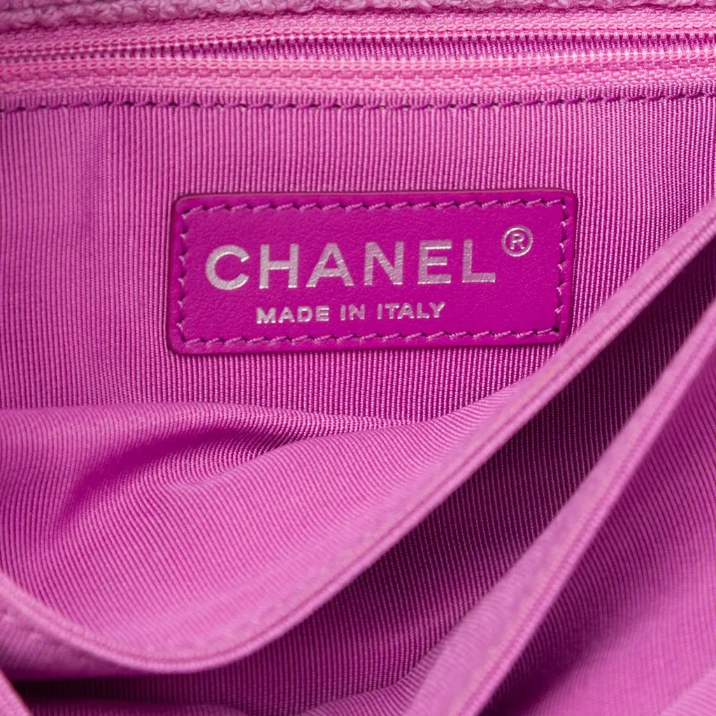 Chanel CC Quilted Tweed Accordion Flap Pink Very good - Box View