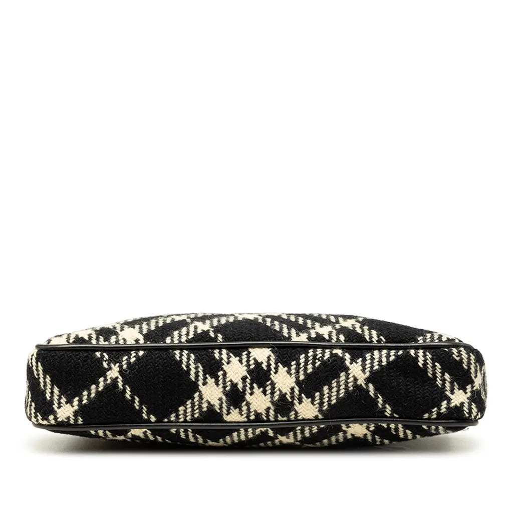 Burberry Nova Check Wool Shoulder Bag Black Wool Good - Inside View