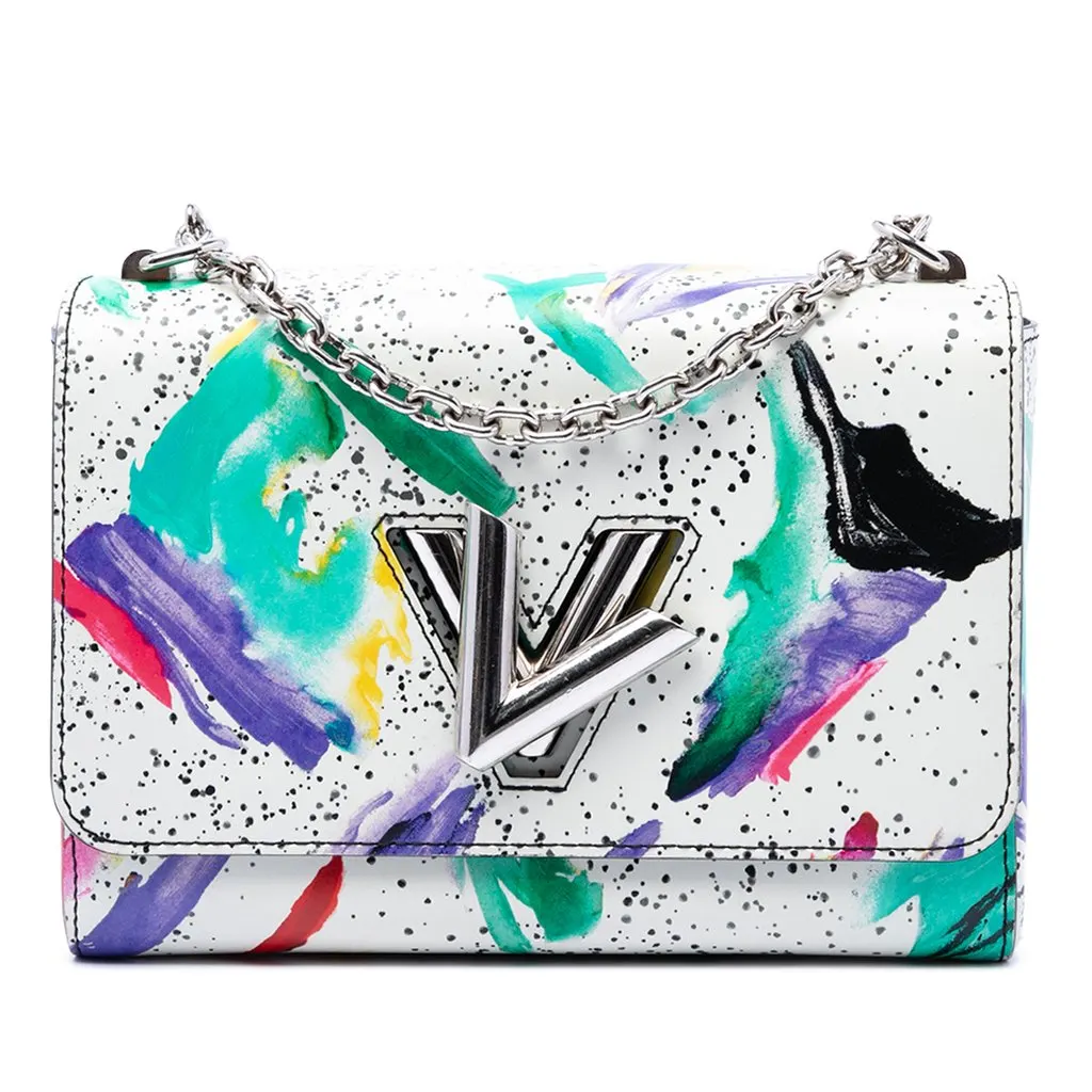 Louis Vuitton Leather Splash Print Twist MM White Leather Very good - Front View
