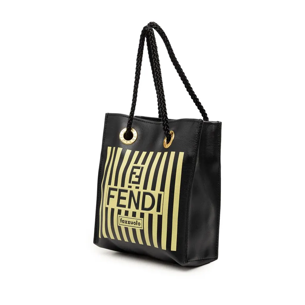 Fendi Mini Leather Fazzuolo Handbag Black Leather Very good - Back View