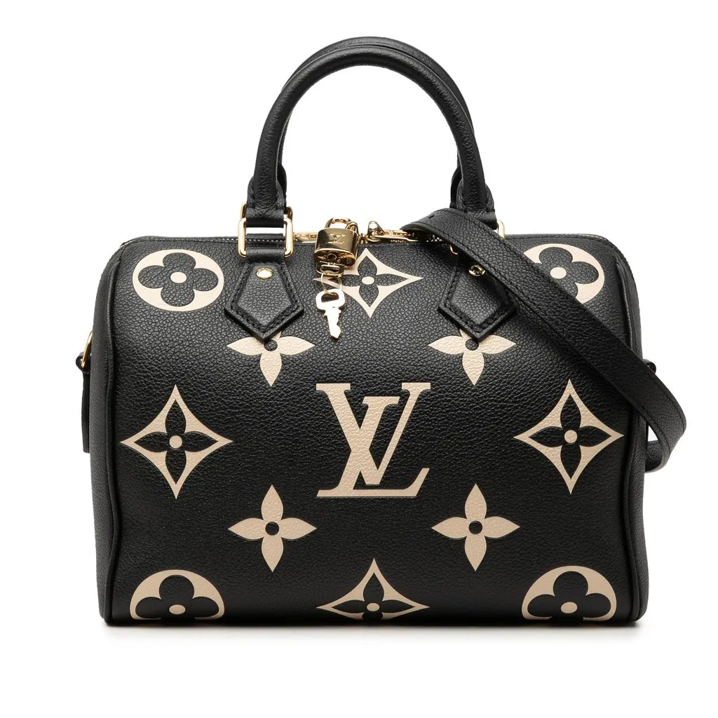 Louis Vuitton Bicolor Monogram Empreinte Giant Speedy Bandouliere 25 Black Leather Very good - Front View