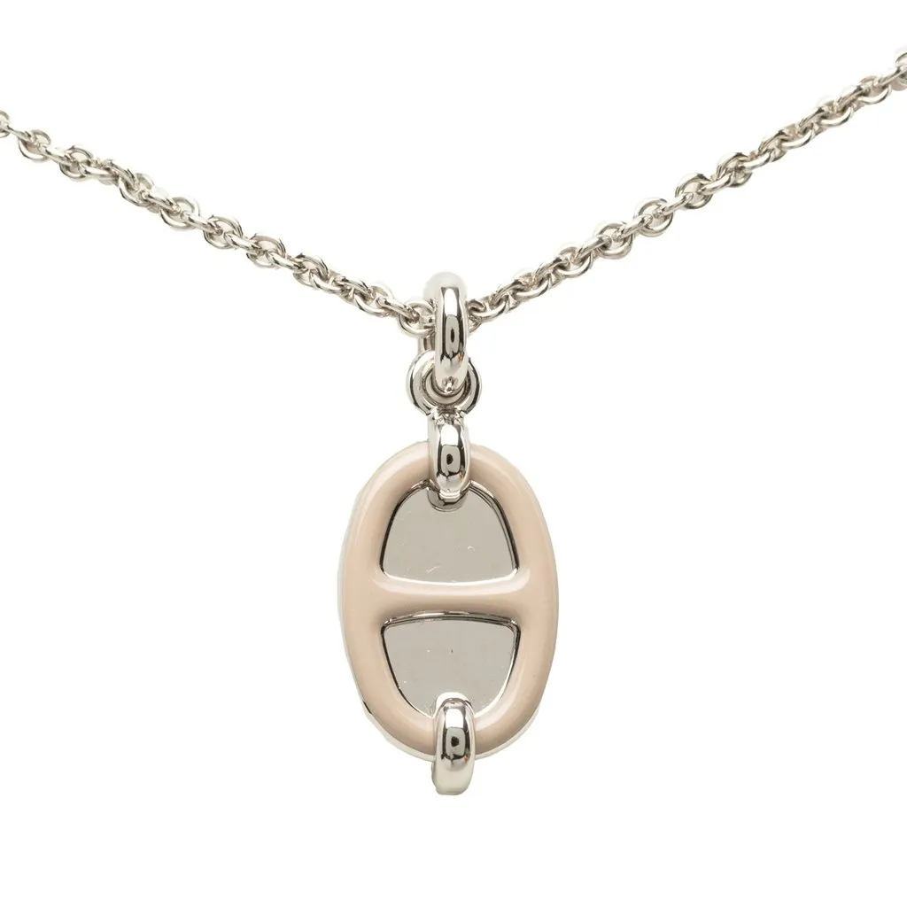 Hermès Palladium Plated Mini Maillon Pendant Necklace Silver Metal Very good - Back View