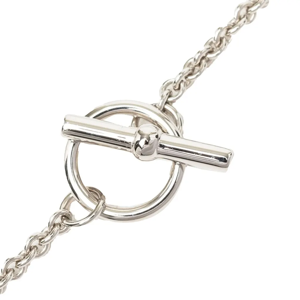 Hermès Palladium Plated Mini Maillon Pendant Necklace Silver Metal Very good - Model View
